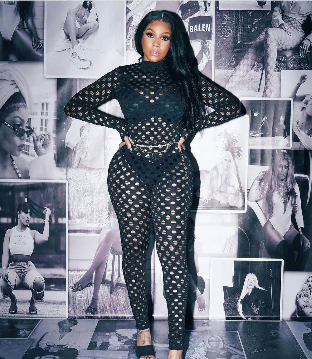 NEW JIREH CLOTHING kitt knit mesh set in black